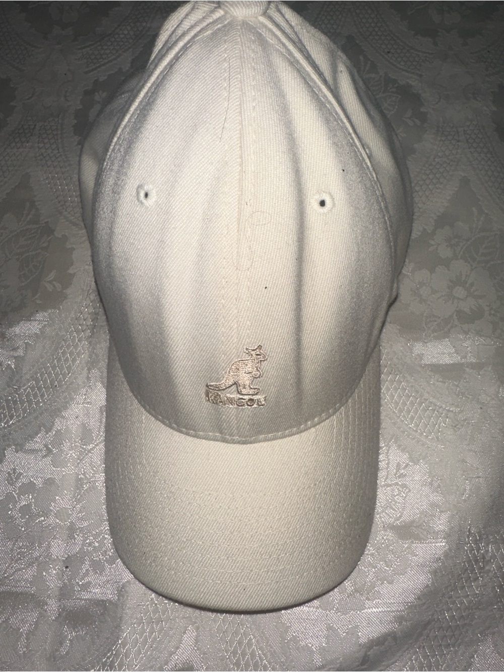 Kangol Cream Baseball Cap with Embroidered Kangaroo